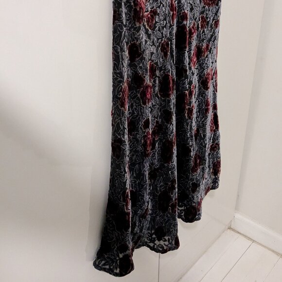 90s Mevisto Cut Velvet Floral Midi/Maxi Skirt Medium - Picture 3 of 10